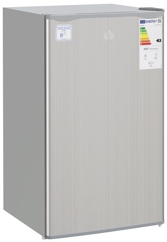 HOMCOM Under Counter Fridge, 91L Small Fridge with Lock, Chiller Box, Removable Shelf, Reversible Door, Adjustable Legs, Mini Refrigerator, Grey