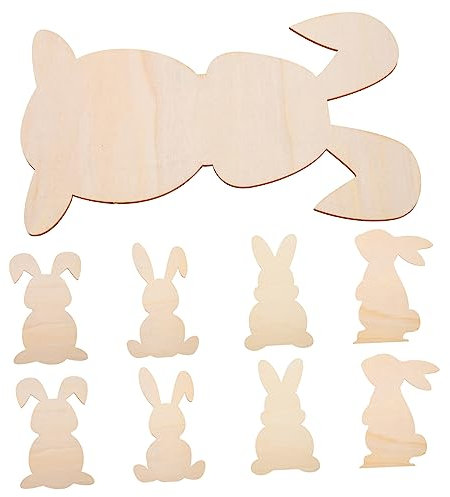 DIYEAH 8St Holzspäne in Hasenform Plüschtier Hase Formschnitt Zwerge Kaninchen behandelt Häschen-Heu-Futterspender easter bunny basteln ostern Holzbretter bemalen Ostern Holzausschnitte
