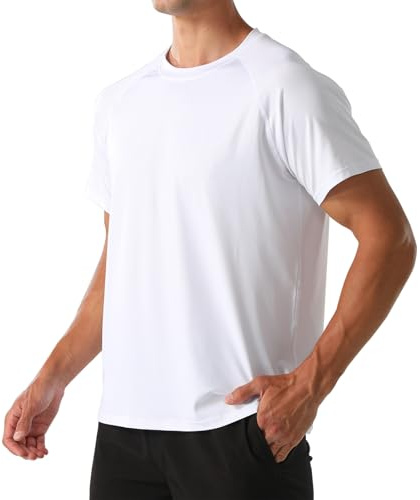 HYCOPROT Sport-t-tröjor för män snabbtorkande andningsbara kortärmad toppar fukttransporterande löpning träning bodybuilding t-tröjor