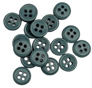 Botiboton - 50 Botones para camisas en colores calidos - 5 medidas y 12 colores a escoger - con 4 agujeros de 2 mm - Fabricado y Enviado desde España - color Verde Oscuro, medida 10 mm