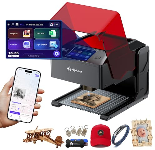 AlgoLaser 10W Portable Laser Engraver Machine: Smart Laser Engraver/Cutter with 3.5 Touchscreen & 2.0 AlgoOS System - Hand Draw/Wireless Transmission/Offline - Laser Engraving for Wood,Metal,Glass