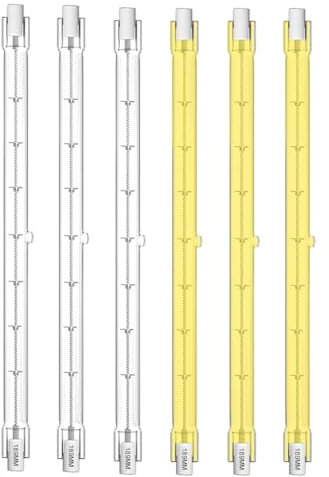 KINGYEENUO Packung von 6 500W R7s 189mm Halogenbirne, R7S Linear Halogen Floodlight Warm Weiß 2700K 5000lm 230V J189 Doppel-Ended Sicherheit Glühbirne 189mm Länge, Dimmbar