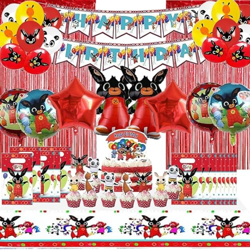 64PCS Bunny Set Compleanno, Bunny Decorazioni Compleanno, Cake Topper, Set Di Decorazioni per Compleanni