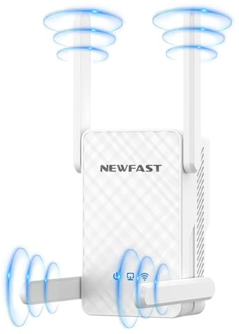 NEWFAST Repetidor WiFi AX3000 Amplificador Señal WiFi 6 Doble Banda 5GHz/2.4GHz 3000Mbps Wi-Fi Extender, Puerto Ethernet Gigabit 10/100/1000 Mbps, 4 Antenas, 4 Modo