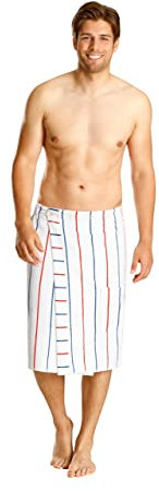 Betz Men Saunakilt with buttons and pocket 100% Cotton size: 55x140 cm colour: white striped