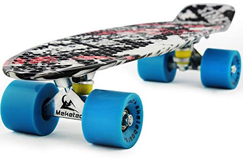 MEKETEC Skateboards barn mini cruiser retro pojke flicka skateboard för barn ungdom nybörjare barn småbarn tonåringar vuxna hund 56 cm (graffiti)