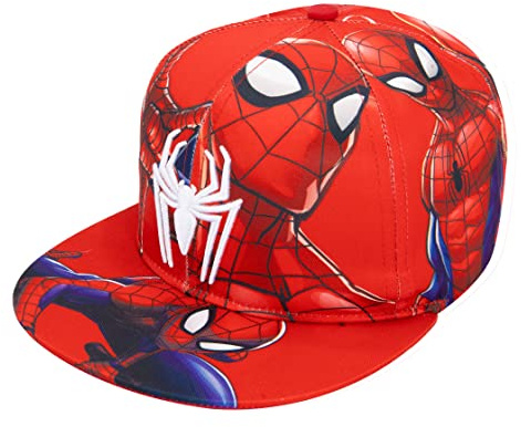 marvel Comics - Cappello da Baseball da Uomo con Visiera Piatta, Ricamato/Stampato, Rosso, Taglia Unica