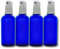 Avalon 100ml Blue Glass Bottles with White Atomiser Spray ~ Pack of 4 ~ Refillable, Reusable, and Travel Sized ~ Perfect for Aromatherapy, Perfumes, Essential Oils, Aftershaves, and More