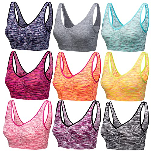Blu Apparel Seamless Comfort Stretch Bra Marl 3 9 Pack Multiapack Bras Sleep Maternity Bras No Pads No Underwire (UK, Alpha, XL, Regular, Regular, All 9 Colours)