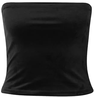 Urban Classics Ladies Short Velvet Tube Top T-Shirt, Noir, M Femme