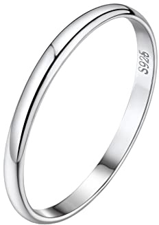 Bandmax Bague Femme Argent Taille 67 Anneau Fine 2mm pour Dame Alliance Simple