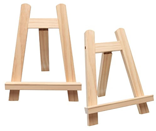 Lot de 2 Mini Chevalets en Bois de Table, Petit Chevalet de Table, Mini Chevalet Peinture pour la Peinture, le Dessin, Affichage de Photos (15 x 20 cm)