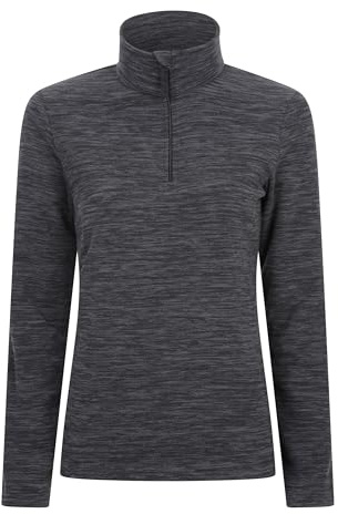 Mountain Warehouse Snowdon Womens Fleece Top - Warm Ladies Pullover, Lightweight Sweater, Half Zip, Breathable & Quick Drying - Spring Summer, Walking, Travel Jet Black Women's Size 10