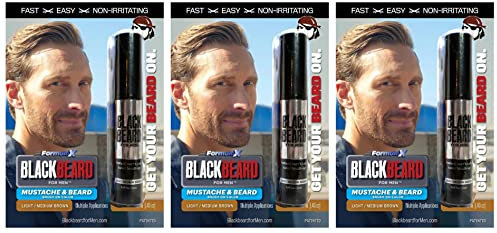 Blackbeard for Men – temporäre Pinselfarbe, 12 ml, Hell/Mittelbraun, 3 Packungen