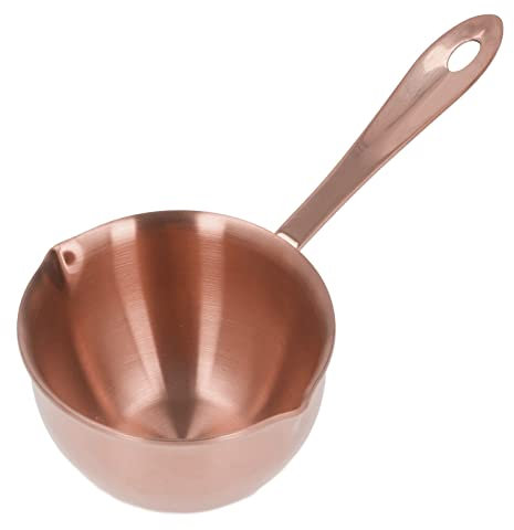 Pentola Burro,Pentola per Bagnomaria,Casseruola Scalda Latte e Caffè con Doppi Beccucci, Pentola per Cioccolato e Burro, Pentola per Salsa Multifunzionale in Acciaio Inossidabile(Oro rosa)