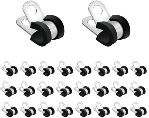 50 Uds Abrazaderas de Cable, Cojín de Goma, Abrazadera Aislada de Acero Inoxidable, Organizador Clip de Cable Clips para Cables, Clips de Sujeción para Cables de Montaje