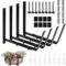 4 Pack Window Box Brackets, Adjustable Flower Box Holder Heavy Duty Iron Planter Box Brackets Wall Mount Floating Shelf Bracket for Railing Deck Window Wall Garden Fences Patio Balconies