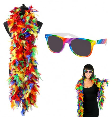 Boa de Plumas Disfraz Colores – Plumas de 2M, Plumas Sin Tóxicos y de Colores Vibrantes para Decoración y Disfraz