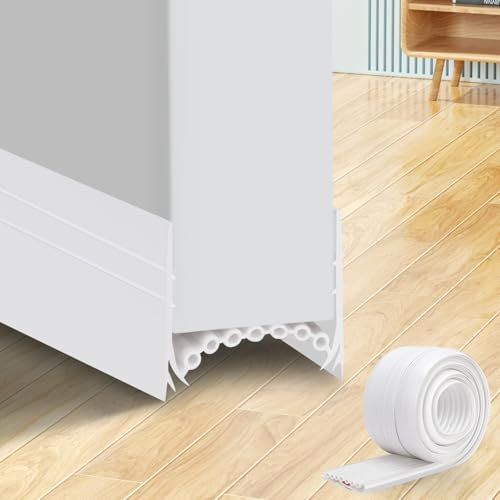 YOUSHARES Zugluftstopper für Türen Türdichtung Weiß - 100cm Silikon Luftzugstopper Selbstklebend Für 3,5-4,4cm Dicke Türen mit einem Spalt unten von 0,5-1.5cm geeignet, Türbodendichtung Dichtung
