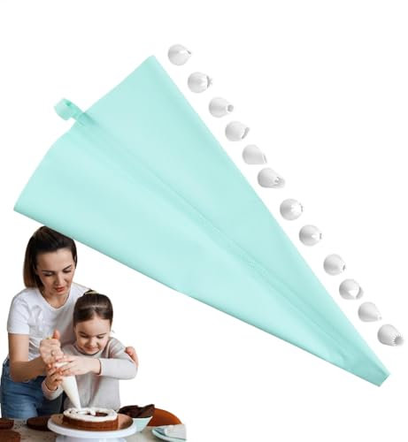 Pavsicgn Mangas pasteleras y puntas, mangas pasteleras reutilizables - Bolsas pasteleras 13 piezas de puntas reutilizables para glaseado,Juego de decoración de pasteles horneados, kit de tuberías de