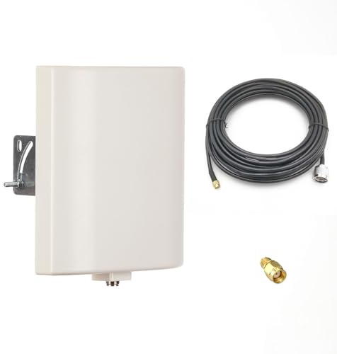 Directional WiFi Antenna Long Range Outdoor 2.4G 5GHz Panel Antenna Dual Band with 10ft Extension Cable SMA Male and RP-SMA Adaptor for Wireless Router Network Card Security Camera Video Monitor