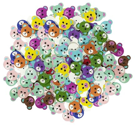 50 Pieces of Cartoon Bear Button, Cute and Fun Wooden Children's Ornaments, Sewing Accessories