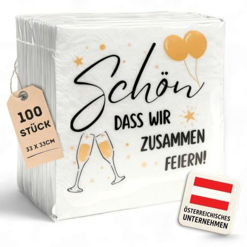 EV® Servietten - 100 Stück, 33 x 33 cm - Stilvolle Party Tischdeko