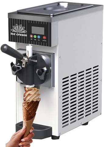 Vituord Machine À Crème Glacée Molle, Machine À Cornets Automatique, avec Écran LED Et Nettoyage Automatique, Compresseur Intégré, Produit 4 À 5 Kg/h De Crème Glacée, pour Pâtisseries