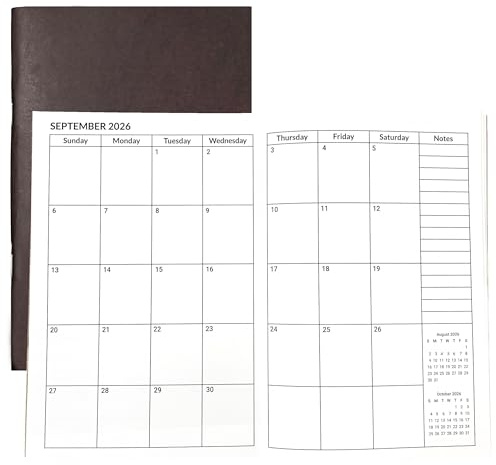 A5 Calendar Planner July 2026 - June 2028, Travelers Notebook Inserts for 2 Years, Monthly Calendar & Important Dates & Line & Dotted, 100gsm Paper, 8.3 x 5.5 in, 1pcs (Coffee)