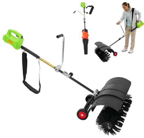 Spazzatrice elettrica 2 in 1 con ventilatore e ruote ausiliarie, 1300 W, 9000 giri/min, spazzaneve soffiatore di foglie, silenziosa spazzatrice per esterni erba artificiale strade