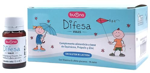 Buona Difesa Sistema Inmune Niños 14 Viales - Refuerzo de Defensas con Propóleo, Equinácea, Zinc y Betaglucanos - Prevención de Resfriados y Vuelta al Cole - Sabor Agradable