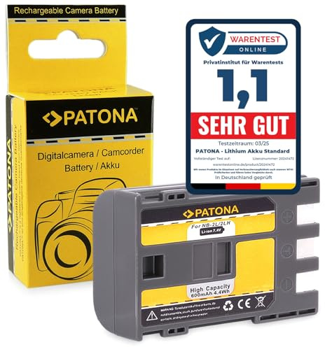 PATONA NB-2L Akku 600mAh Ersatzakku kompatibel mit Canon EOS 350D 400D PowerShot G7 G9 S40 S50 S60 S70 S80 ZR950 ZR960 HG10 HV40 MD265 MV930 MV950 MV940 MV960 Rebel XT XTI Power Shot NB2L NB 2L NB-2LH