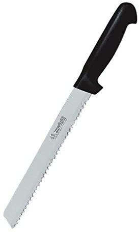 Marietti 143A PANE Anatomisk brödkniv, tandat blad, svart, 22 cm bladlängd