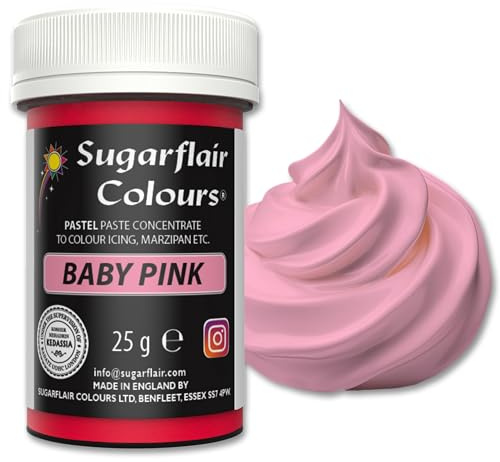 Sugarflair Colours Spectral Concentrated Paste Colours Pastel Baby Pink - Pastel Bébé Rose - Colorant Alimentaire Pâte, Nourriture Dye pour Fondant et Massepain - 25g
