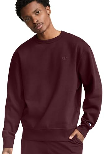 Champion Men's Crewneck Fleece Sweatshirt, Standard Fit, Midweight, C Logo, Available in Regular and Big & Tall, Maroon - C Logo, X-Large