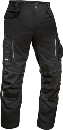 Uvex Tune Up Pantalon de Travail Homme - Pantalon Cargo - avec Poches Pratiques et Poches Rembourrées au Niveau du Genou : Chantier – Carreleur – Menuisier – Electricien - Plombier - Peintre,Noir,56