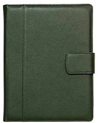 Maruse italiensk läder executive Padfolio, mapporganisatör med magnetisk stängning och skrivdyna, handgjord i Italien, mörkgrön