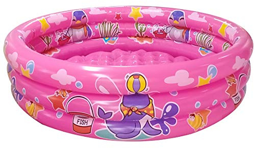 Big Summer 3 Rings Kiddie Pool, 48”X12”, Kids Swimming Pool, Inflatable Baby Ball Pit Pool, Small Infant Pool (Pink)