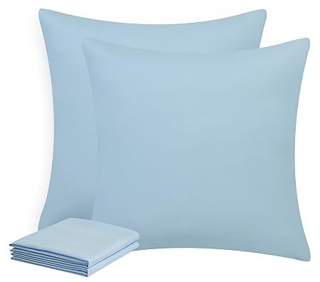 Aisbo Kissenbezug 80x80 2er Set - Kopfkissenbezug 80 x 80 Hellblau mit Reißverschluss aus Mikrofaser, ÖKO-TEX Pillow Cover 80x80cm, Weich und Bügelfrei