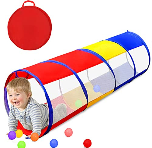 Kids Play Tunnel for Toddlers 1-3, TIKTENT Pop Up Baby Tunnel Crawling Toys with 2 Mesh Sides for Infant Children or Dog, 6 Foot Indoor Outdoor Toddler Toys for 1 2 3 Year Old Girl Boy Birthday Gift