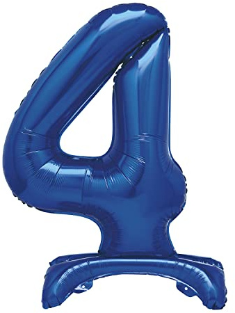 Unique Party 12884 - Riesen Stehen Nummer 4 Ballon - 76 cm - Blau