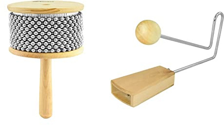 TIGER CAB14-NT Large Wooden Cabasa/Afuche - Steel Beads - Shaker Shekere & VIB7-WD Vibraslap