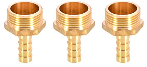 Verbindungsstück für Schlauchverschraubung, Messing, 10 mm auf 1,9 cm Außengewinde, BSP-Gewinde, Rohradapter, 3 Stück