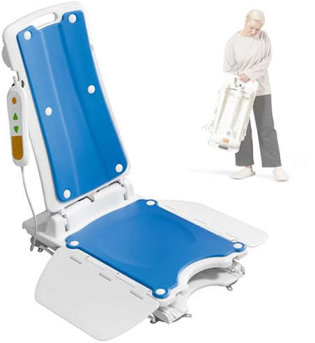 VOCIC Lightweight Electric Chair Lift, Lift Elderly from Floor, Remote Control Floor Lift, Fall Assist Devices, Item Weight 23 LBS, Support Up to 300 LBS, Waterproof Suction Cups, AX07
