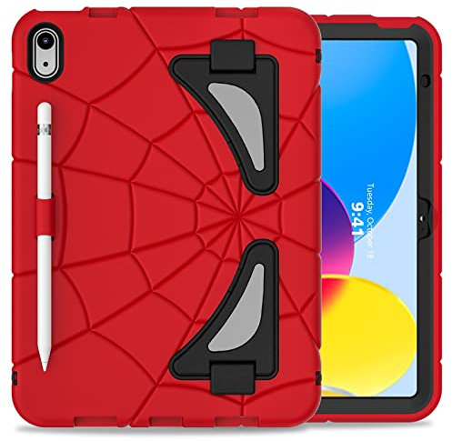 Kids Case for iPad 11-inch (A16) 2025 11th/ 10th Generation Case 2022 10.9 inch Stand Cover for Boys Girls Shockproof Hybrid Thickned Cornor Impact Protection for iPad 10 Gen / 11 Gen Red/Black