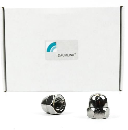 DAUMLINK® 25 tuercas de sombrero, forma alta DIN 1587, material acero inoxidable V2A (25 unidades) (sim. UNI 5721) para la óptica de tornillo y contra lesiones, suciedad y daños (M12)