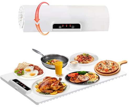 Electric Food Warmer Foldable Portable Full Surface Heating Food Warming Mat 60-100℃ Adjustable Constant Temperature Plate Warmer for Home Buffets Restaurants Party Keep Warm or Thawing