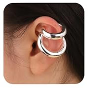 ALEXCRAFT Edelstahl Ear Cuff Silber Non-Piercing Fake Helix Knorpel Manschette Ohrringe Conch Manschetten Ohrringe für Frauen Freundin Mama