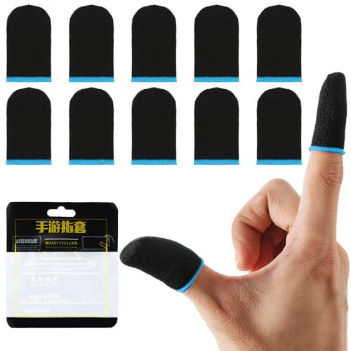 Gjinxi Fingerhüllen 5 Paar Gaming Finger Sleeves, Mobile Game Finger Sleeve Touchscreen Fingerhülse Finger Handschuhe Daumenhülsen Fingerabdeckung Atmungsaktiv Anti-Schweiß Fingerlinge Gaming Zubehör