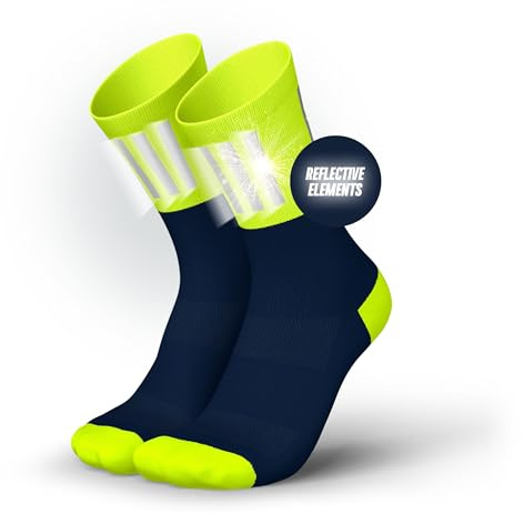 INCYLENCE High-Viz Laufsocken mit Reflektoren – funktionell und atmungsaktiv für maximale Sichtbarkeit, 1 Paar (DE/NL/SE/PL, Numerisch, 43, 46, Regular, Regular, V3 Blue Canary)